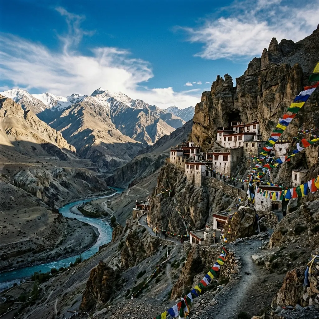 Ancient Buddhist monastery in a remote Himalayan valley — Zanskar meditation retreat