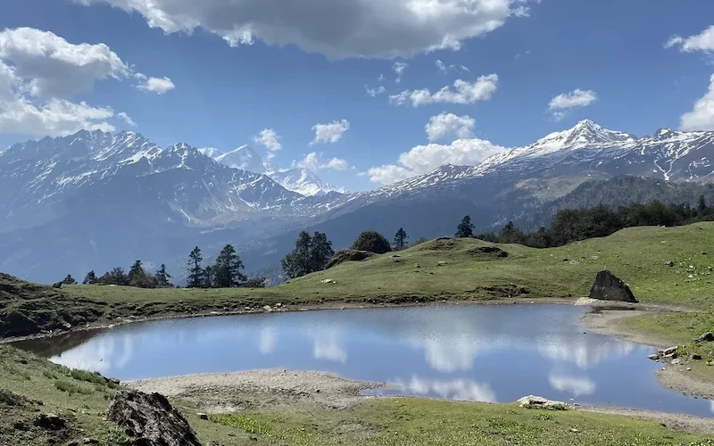 Mountain campsite on the Pangarchulla trek from Joshimath