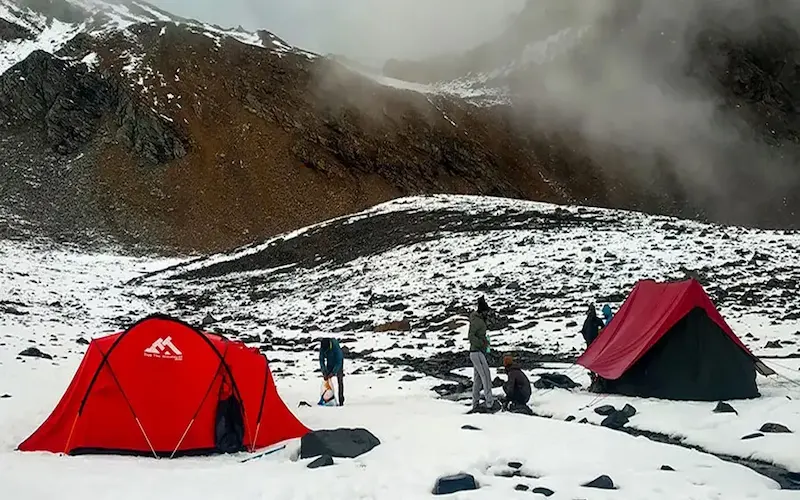 Alpine terrain on the Pangarchulla summit approach from Joshimath