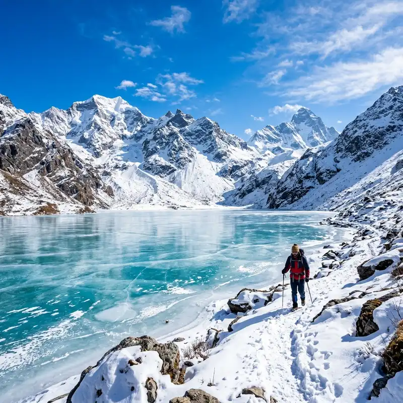 Brahmatal Trek — frozen alpine lake trail in Uttarakhand