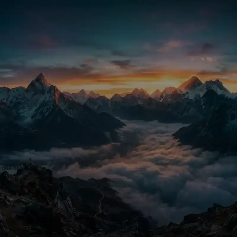 Himalayan ridgeline at dawn — creative retreat landscape in Uttarakhand
