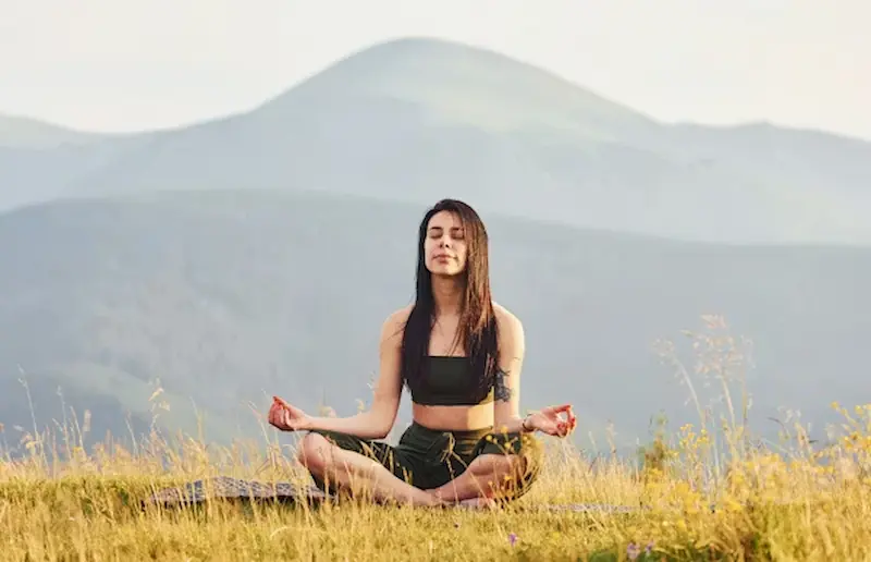 Slowing down breathing in a beautiful Himalayan environment