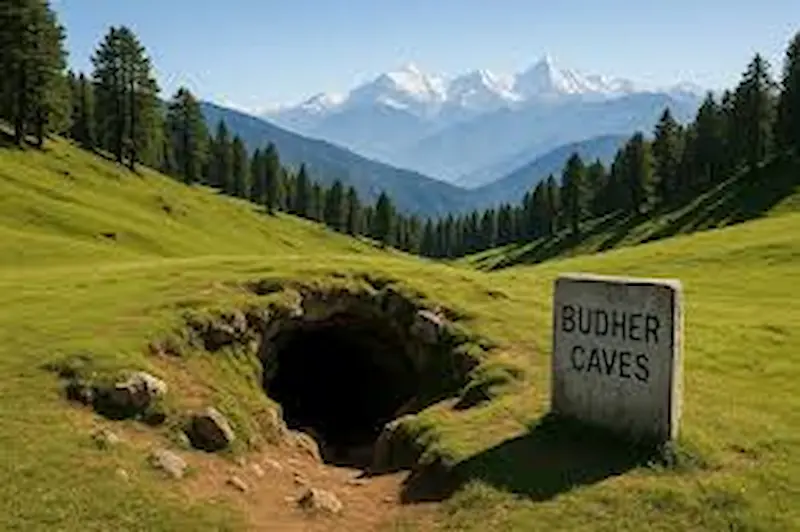 Budher Caves trek route near Chakrata